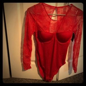 Lace and satin body suit